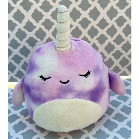 Squishmallow Nabila the Narwhal Purple Tie Dye 5" Plush Pre-Loved - Picture 1 of 4